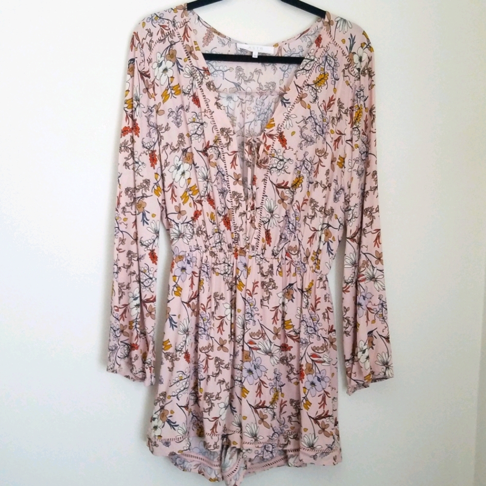 ASTR The Label Long Sleeve Pink Floral Romper